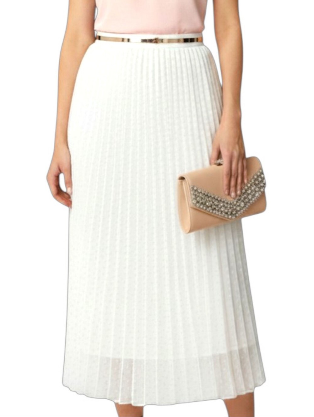 Vince Camuto Flowy White Gold Dot Maxi Skirt | Like New | L - Picture 3 of 7